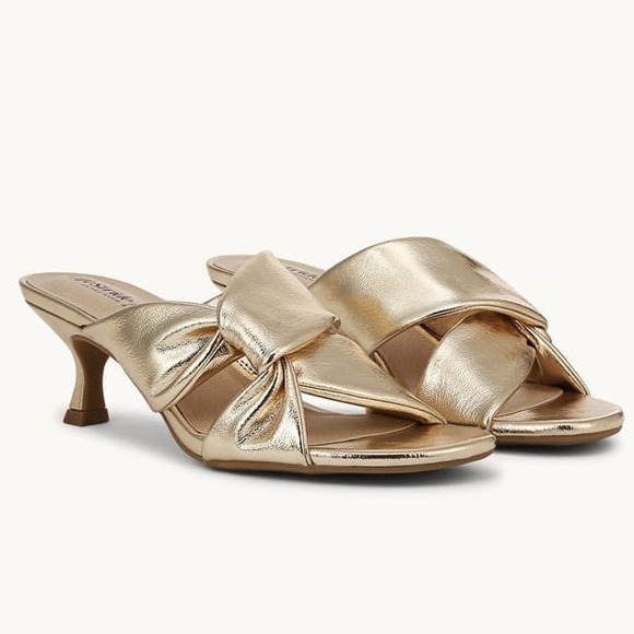LifeStride Shoes - LifeStride Nori Platino Metallic Gold Kitten Heel Dress Sandal Womens Sz 6W Wide